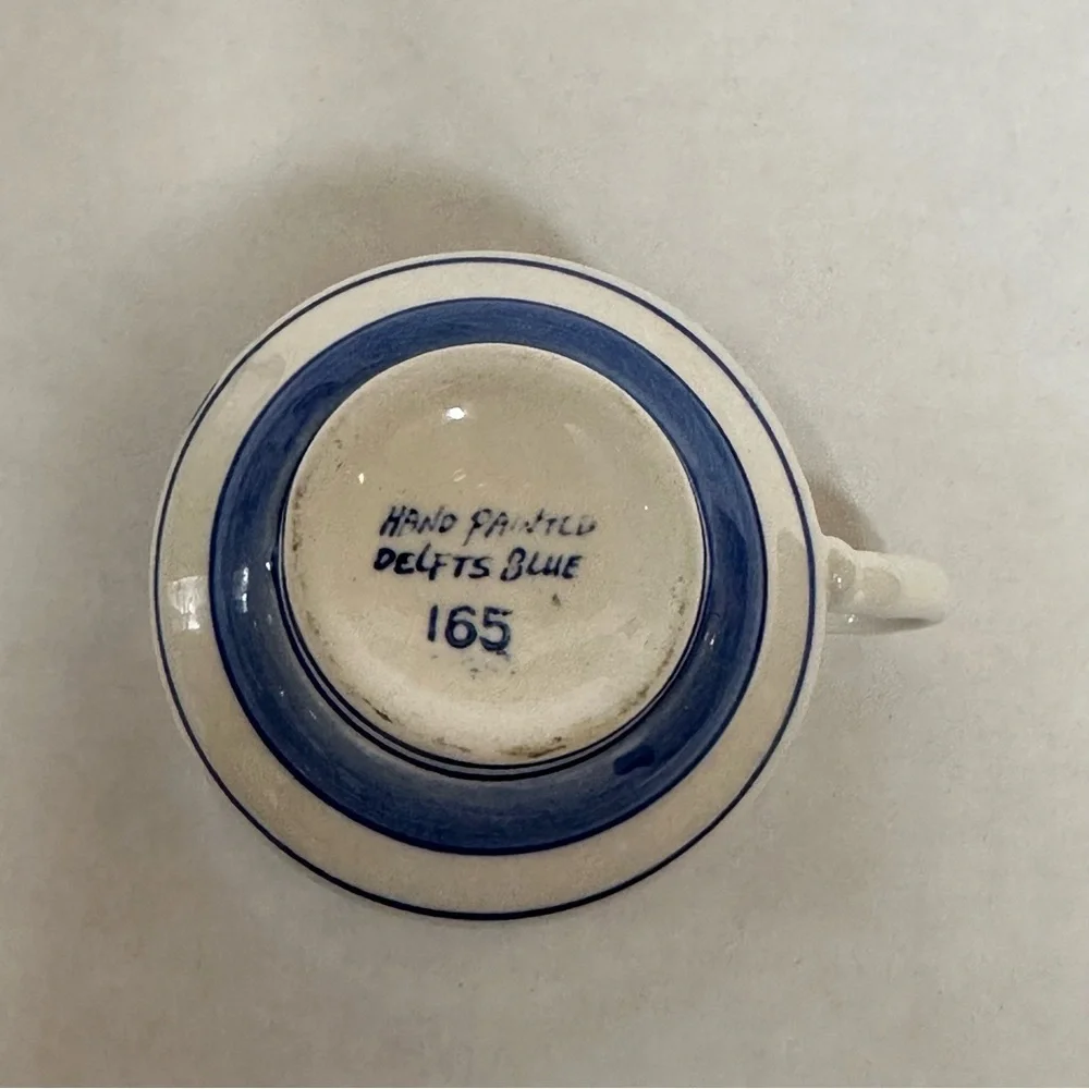 Rare Vintage Teacup Delft Blue Hand Painted  165 Blue and White